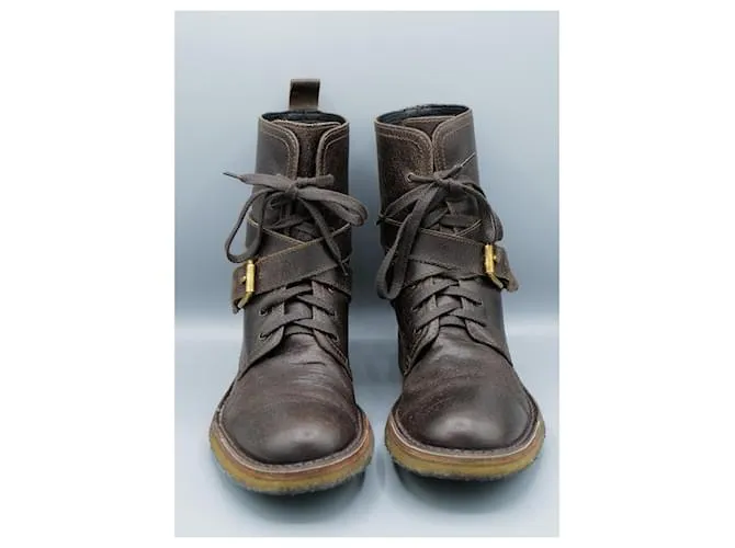 Dolce & Gabbana Botines de cuero envejecido Castaño 