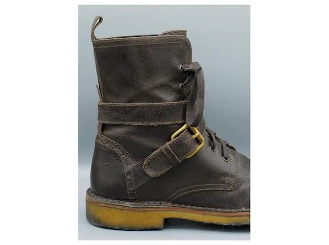 Dolce & Gabbana Botines de cuero envejecido Castaño 