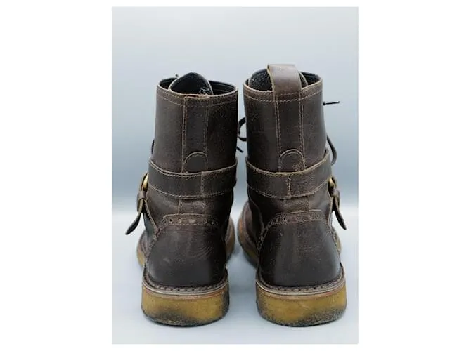 Dolce & Gabbana Botines de cuero envejecido Castaño 