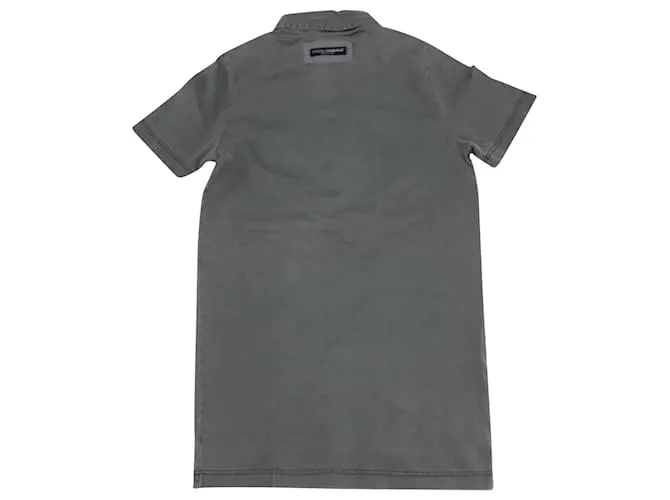 Dolce & Gabbana Camisa de manga corta con botones en el frente en algodón gris 