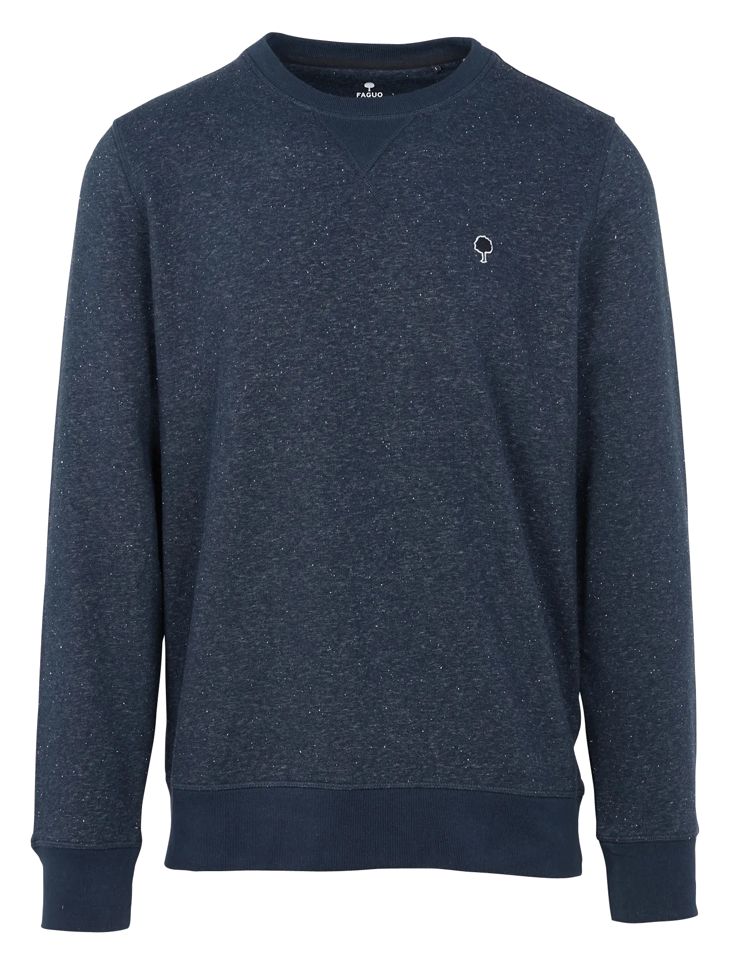 DONON  SUDADERA REGULAR FIT JASPEADA CON CUELLO REDONDO EN AZUL