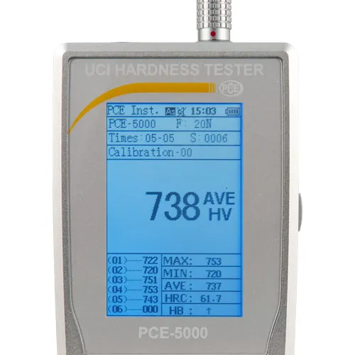 Durómetro ultrasónico PCE 5000, para materiales metálicos, HV, HB, HRC, HRB, HRA, MPa