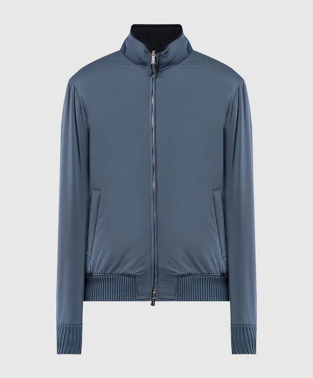 Enrico Mandelli Blue jacket with logo embroidery