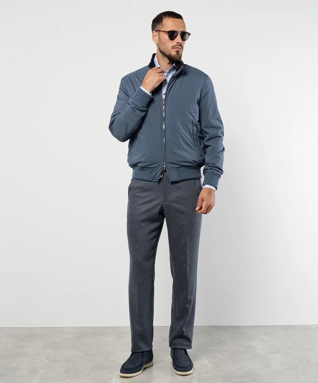 Enrico Mandelli Blue jacket with logo embroidery