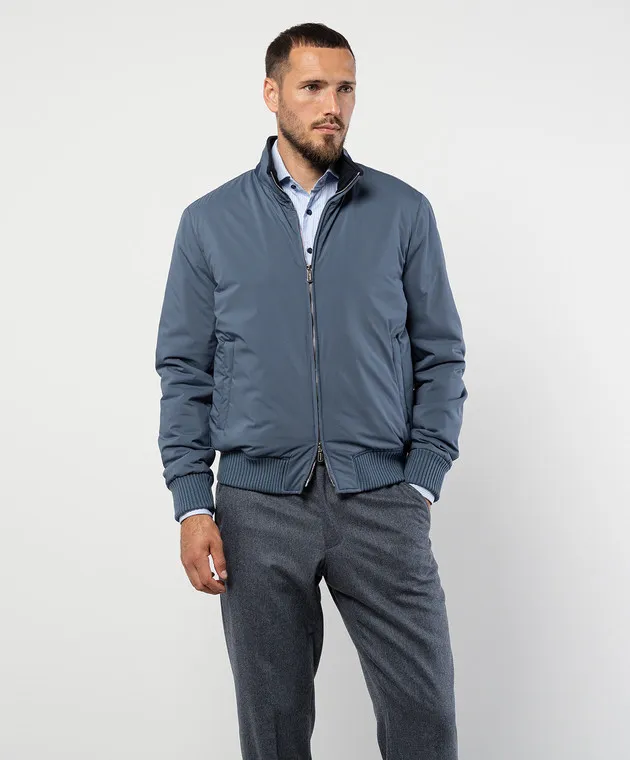 Enrico Mandelli Blue jacket with logo embroidery
