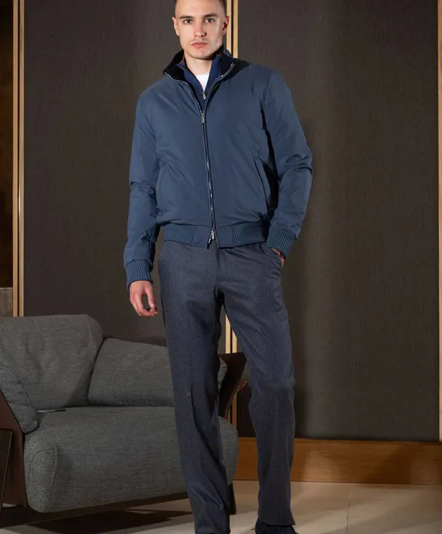 Enrico Mandelli Blue jacket with logo embroidery