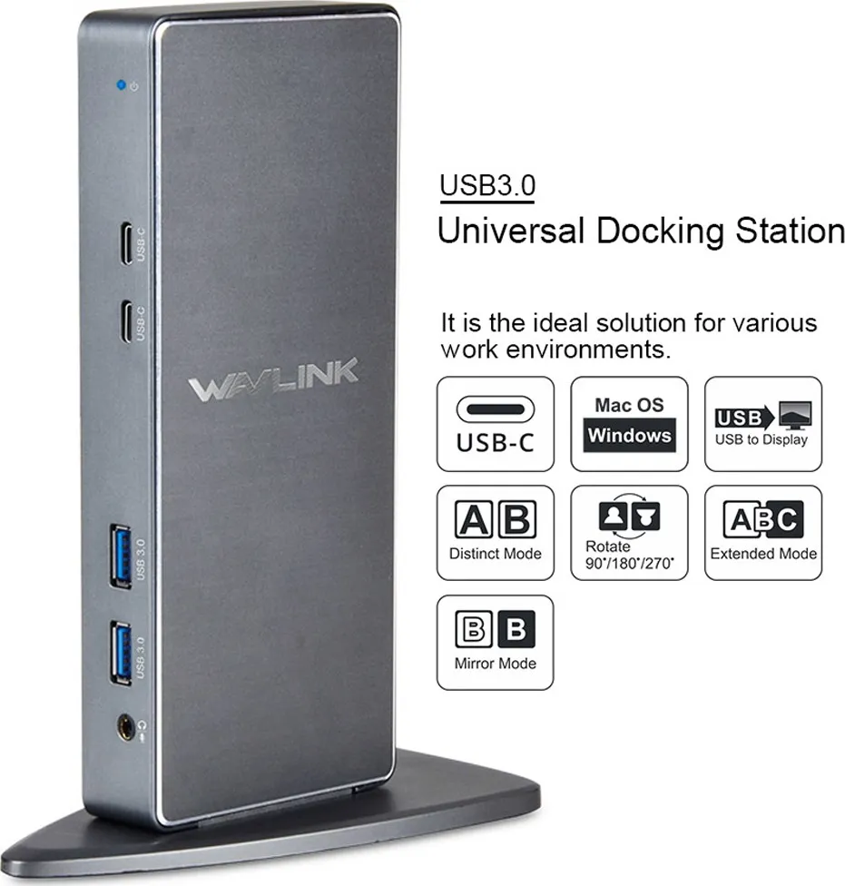 ESTACIóN DE ACOPLAMIENTO WAVLINK USBA CON HDMI ETHERNET Y 2 CONEXIONES DE PANTALLA PLATEADAS (WLUG39DK7)