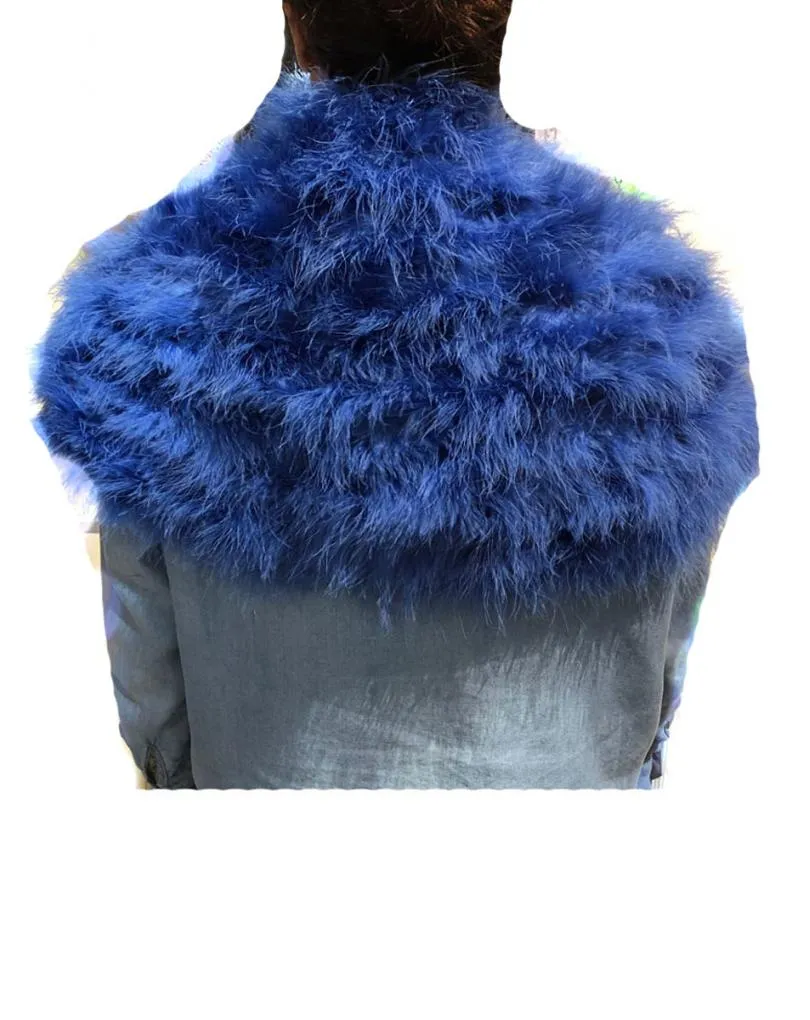 ESTOLAS AZULANAS ELEGANTES CON PLUMAS DE MARABU PARA BODAS