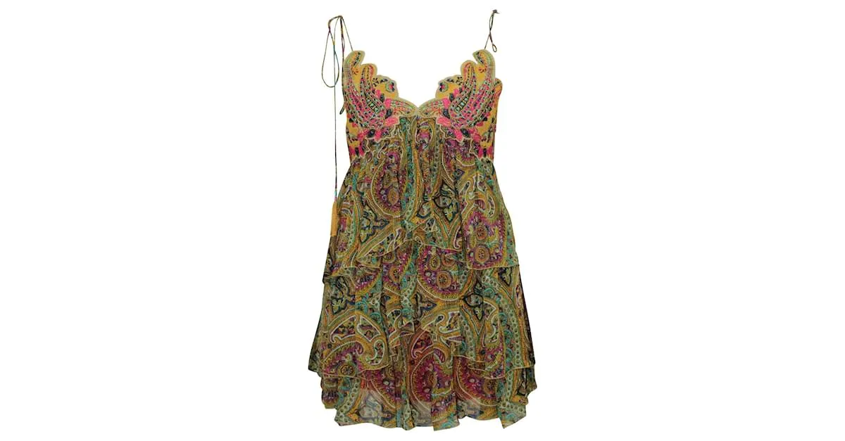Etro Top de tirantes de espagueti en capas con estampado colorido 