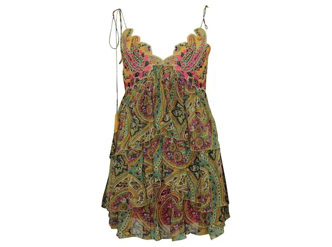 Etro Top de tirantes de espagueti en capas con estampado colorido 