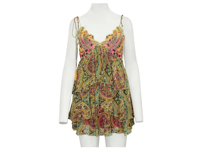 Etro Top de tirantes de espagueti en capas con estampado colorido 