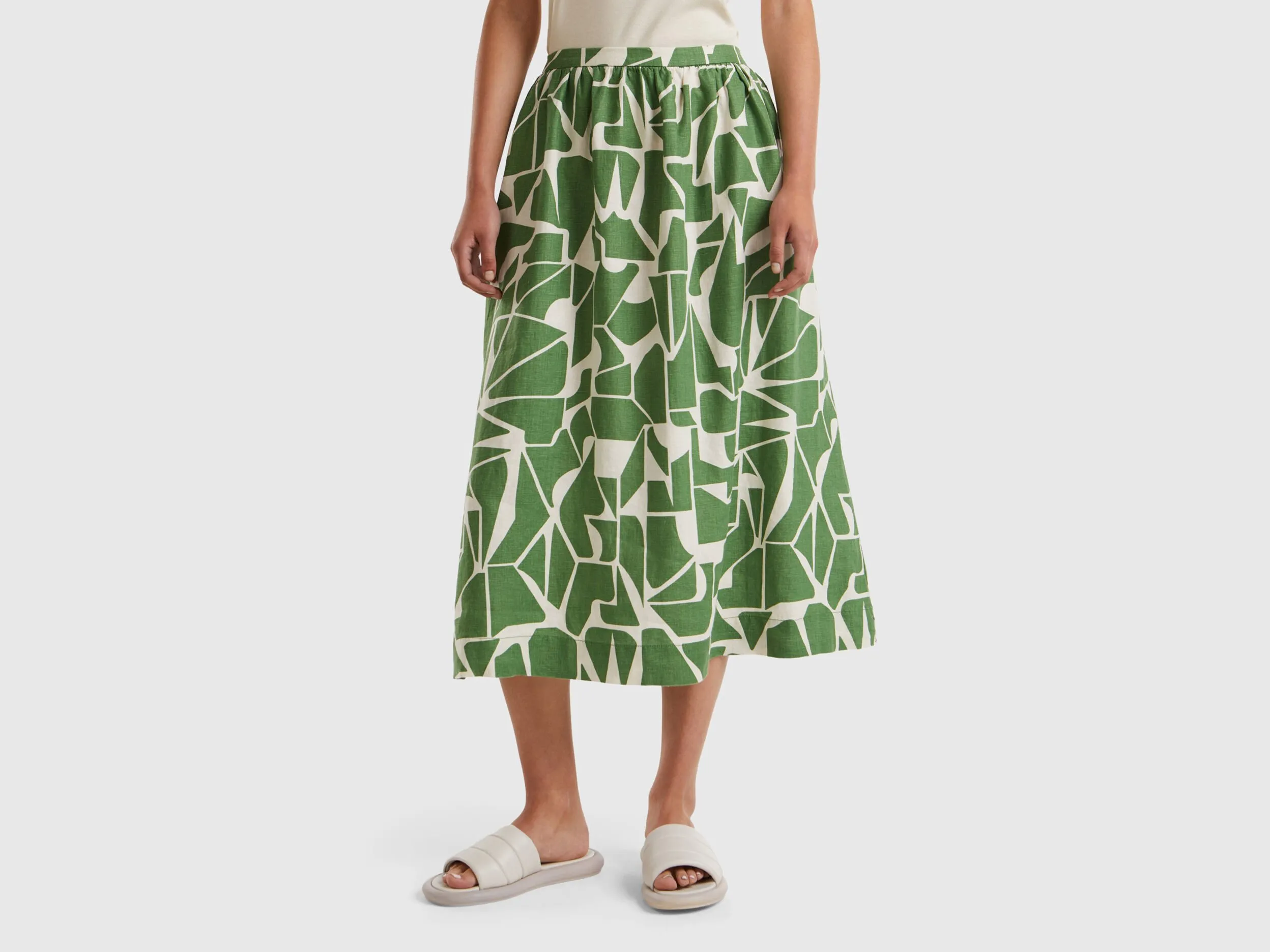 Falda de lino estampado
