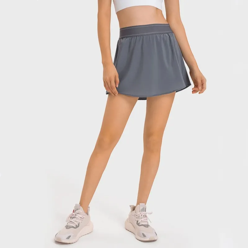 Faleta de yoga Punto de juego Falda de tenis anti resplandor mini falda universitaria secado rápido deportes transpirables panta