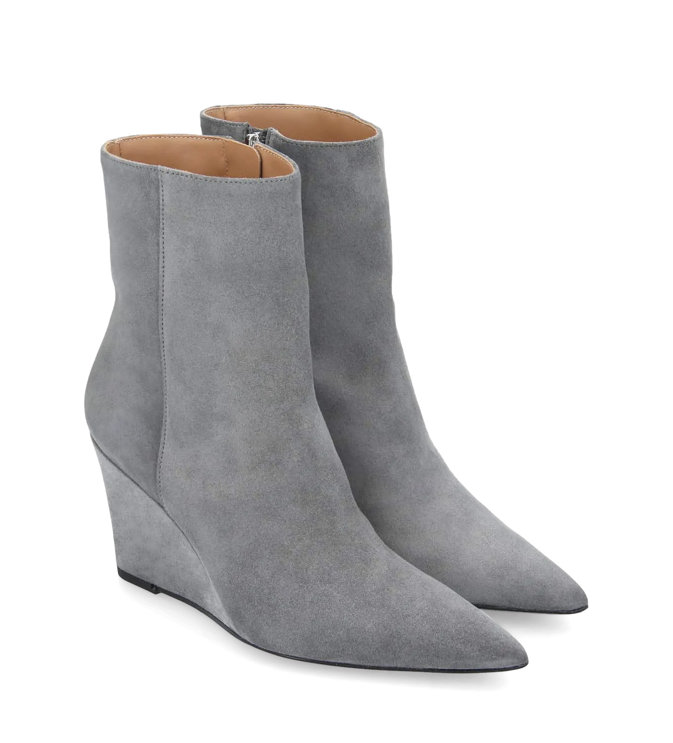 FREE LANCE FLORENCE 70  BOTINES DE CUERO DE GAMUZA CON TACóN COMPENSADO EN GRIS