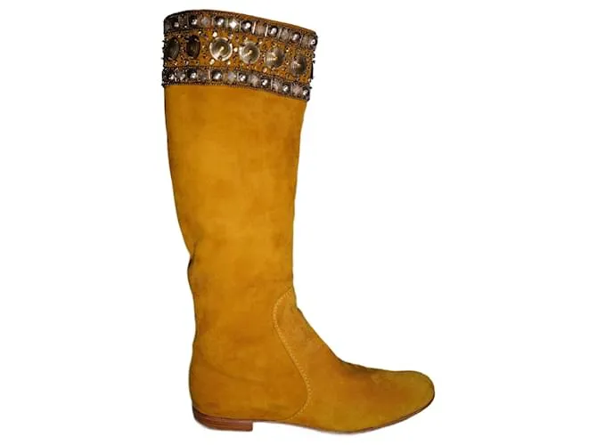 Giuseppe Zanotti Botas Altas con Pedrería Amarillo 