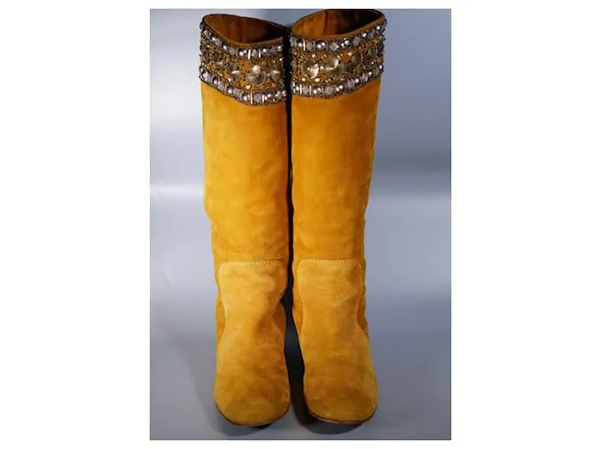 Giuseppe Zanotti Botas Altas con Pedrería Amarillo 