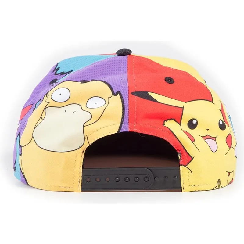 Gorra plana multicolor snapback Pikachu Squirtle Gengar Psyduck Jigglypuff Multi Pop Art Pokémon de Difuzed