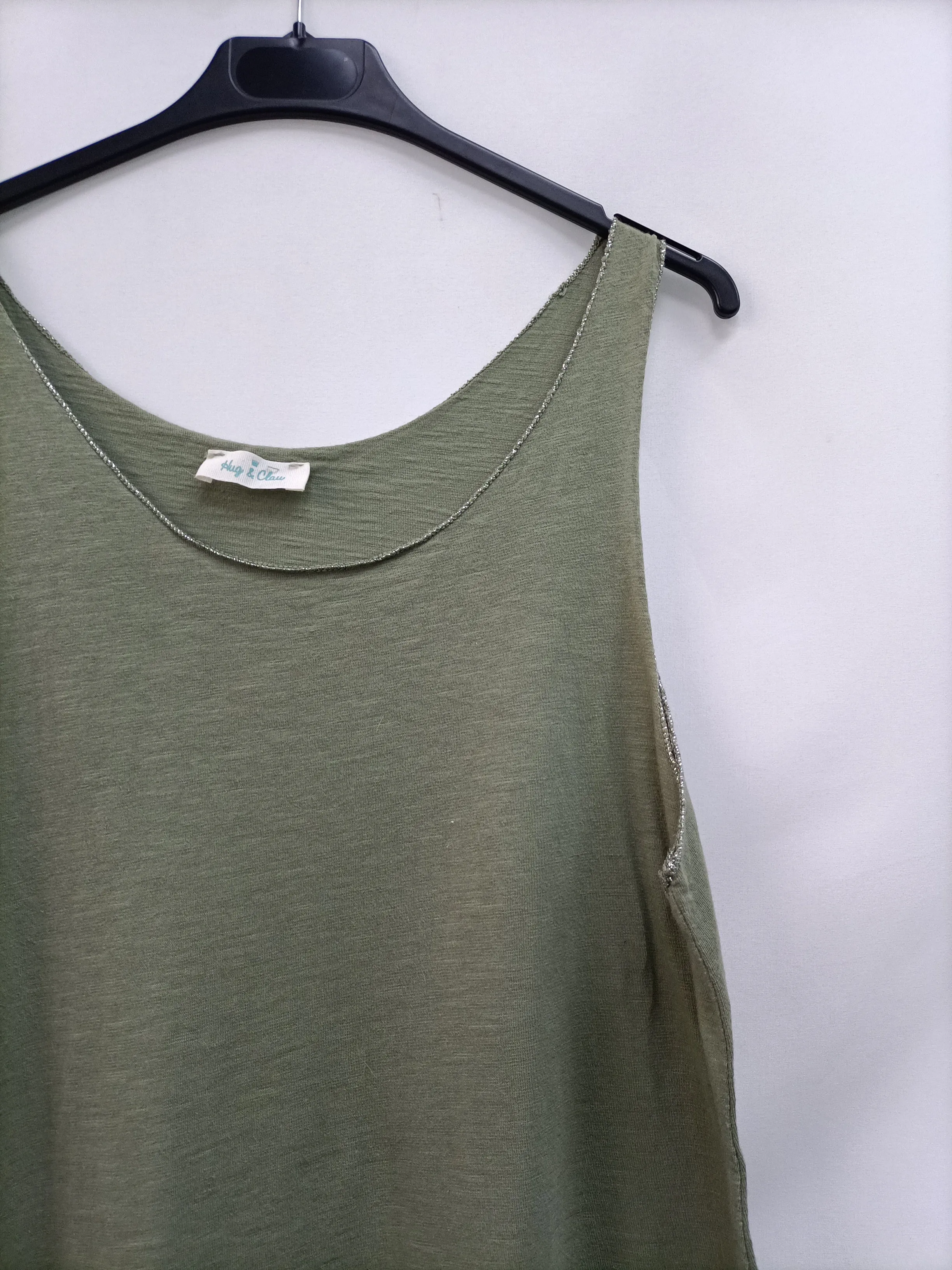 HUG&CLAU. Camiseta verde encaje T.u(m/l)