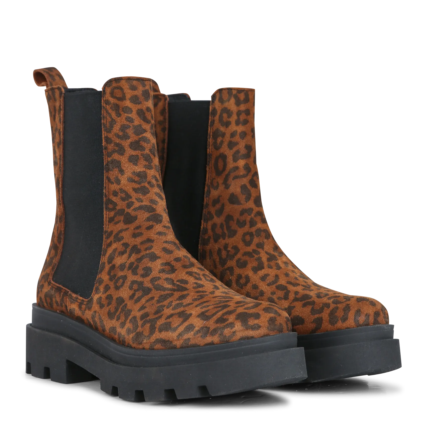 I CODE Botines de cuero de gamuza estampado en marron