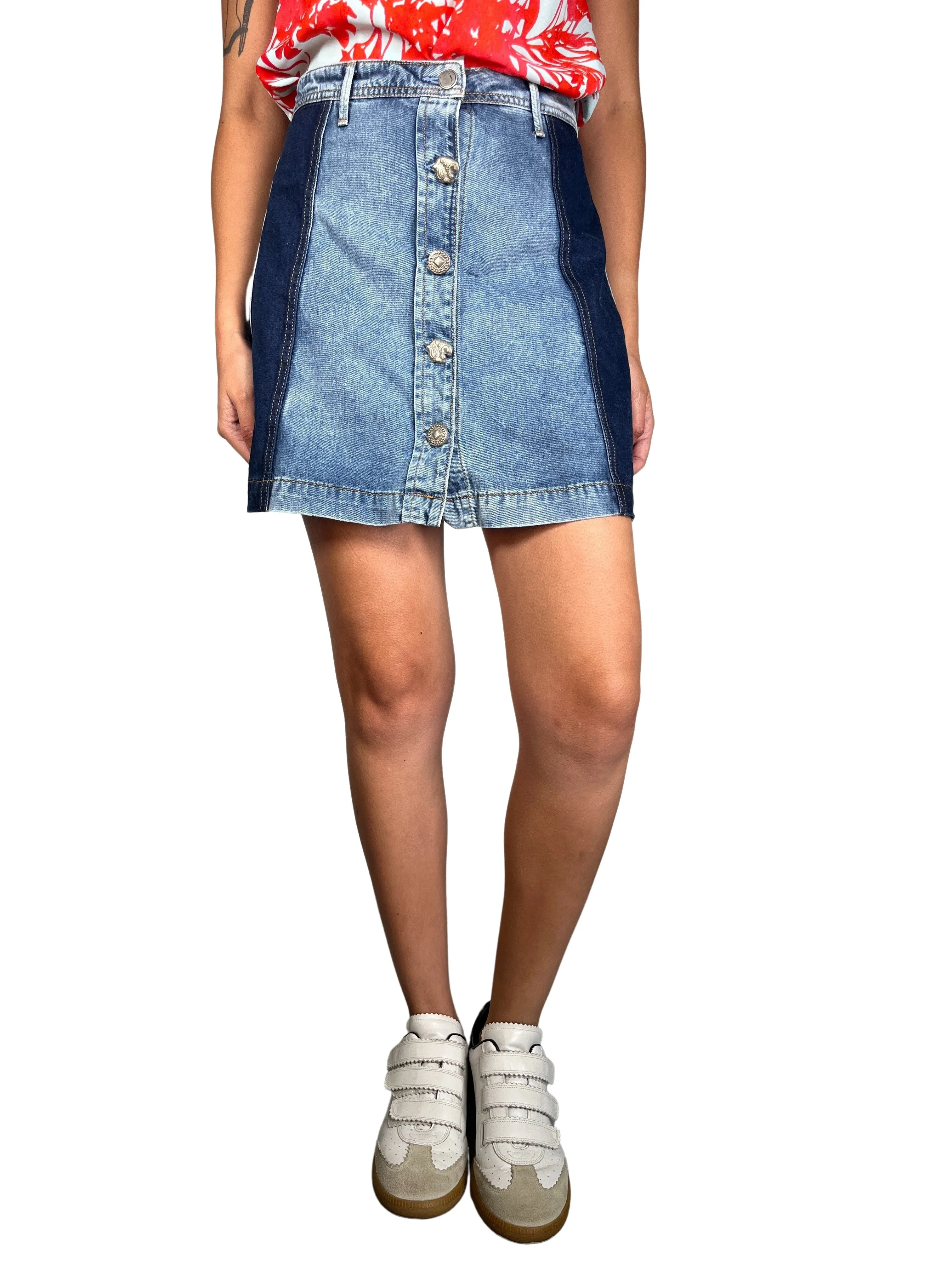 JAZMIN CHEBAR Falda Mini Botones Tigre