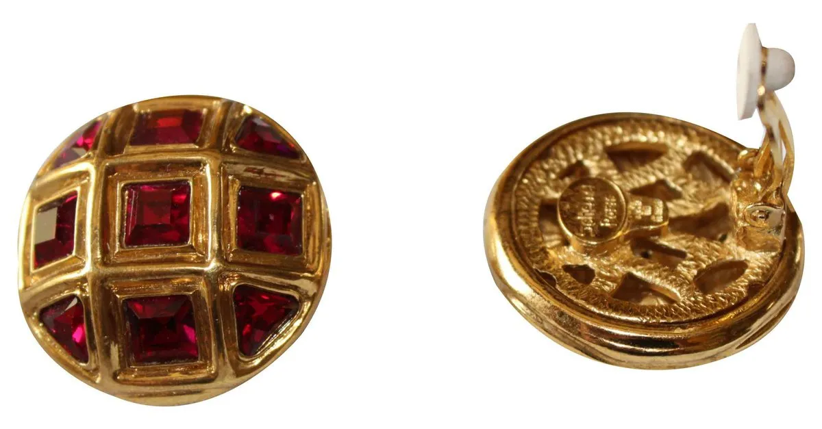Jean Louis Scherrer Pendientes clip rojo y dorado. Roja 