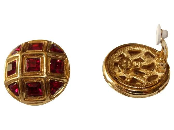 Jean Louis Scherrer Pendientes clip rojo y dorado. Roja 