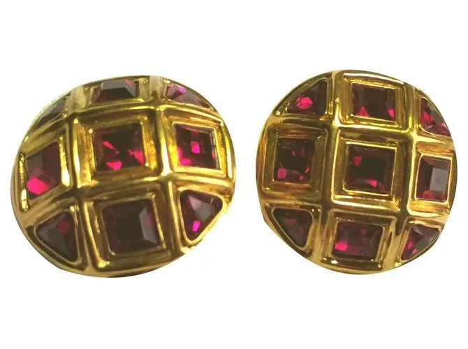 Jean Louis Scherrer Pendientes clip rojo y dorado. Roja 