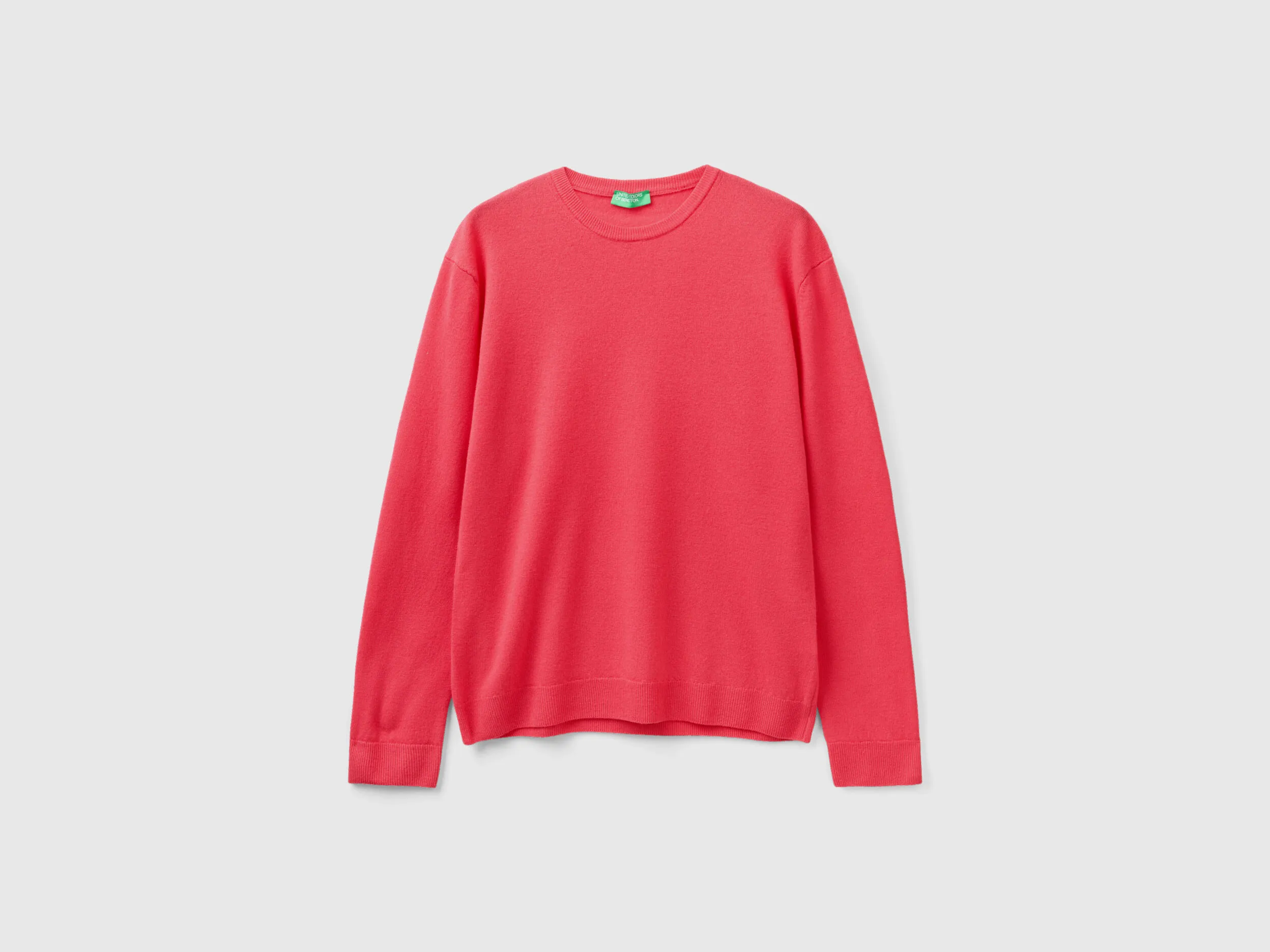 Jersey de cuello redondo fucsia de pura lana merina
