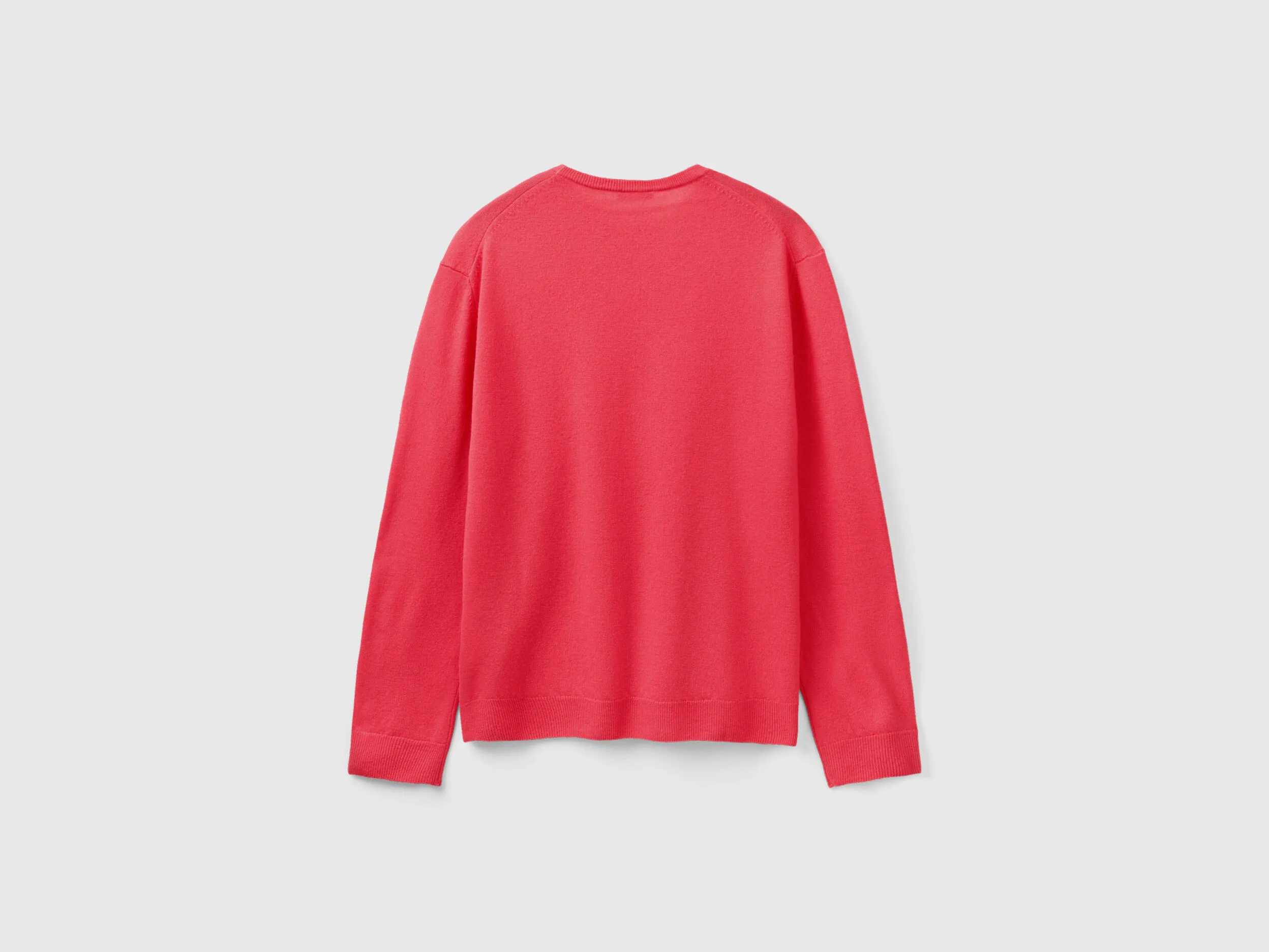 Jersey de cuello redondo fucsia de pura lana merina
