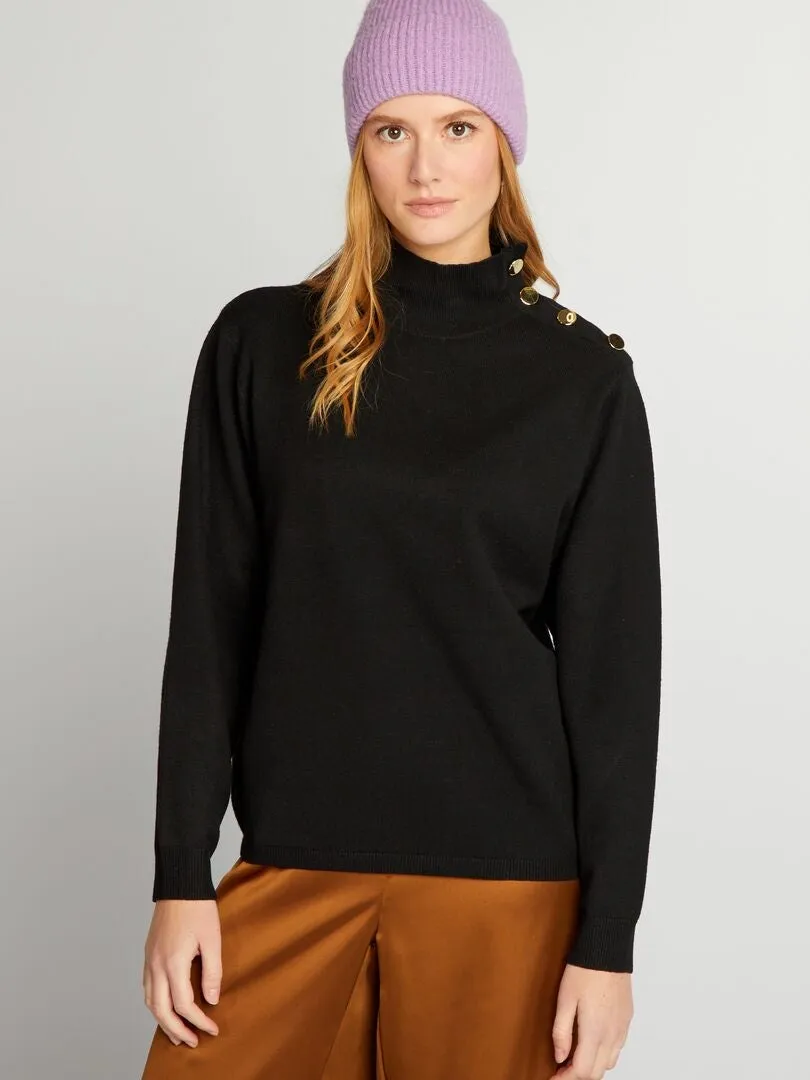JERSEY DE PUNTO CON BOTONES DE FANTASíA  NEGRO