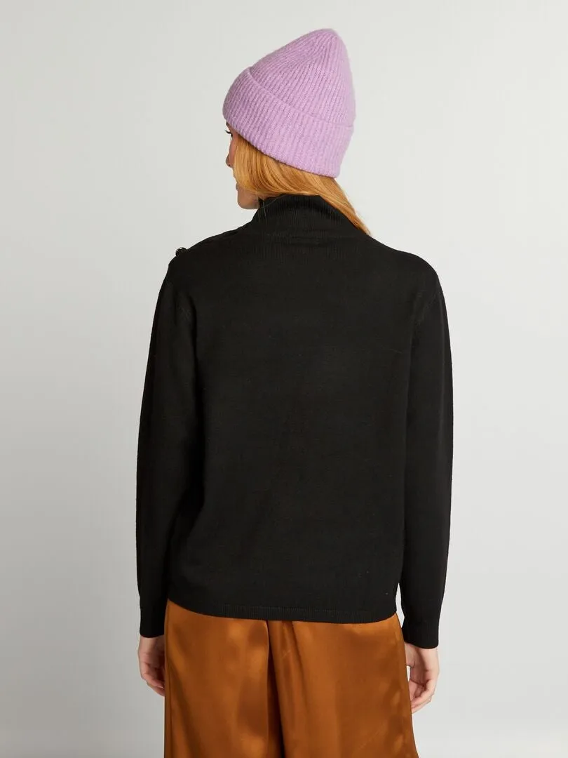 JERSEY DE PUNTO CON BOTONES DE FANTASíA  NEGRO