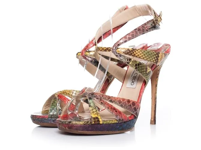 Jimmy Choo, Sandalias pitón multicolor. 