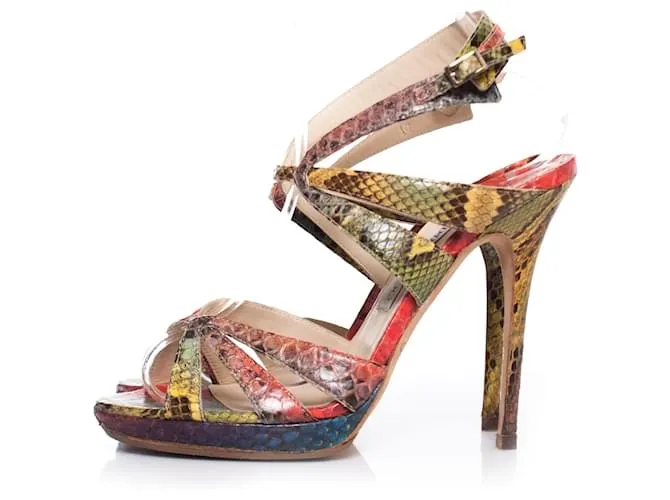 Jimmy Choo, Sandalias pitón multicolor. 