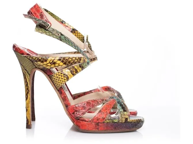 Jimmy Choo, Sandalias pitón multicolor. 