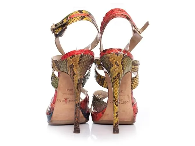 Jimmy Choo, Sandalias pitón multicolor. 