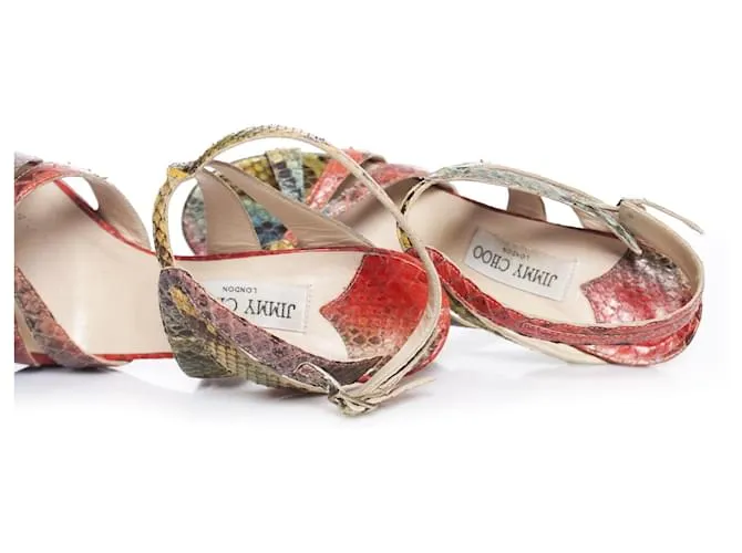 Jimmy Choo, Sandalias pitón multicolor. 