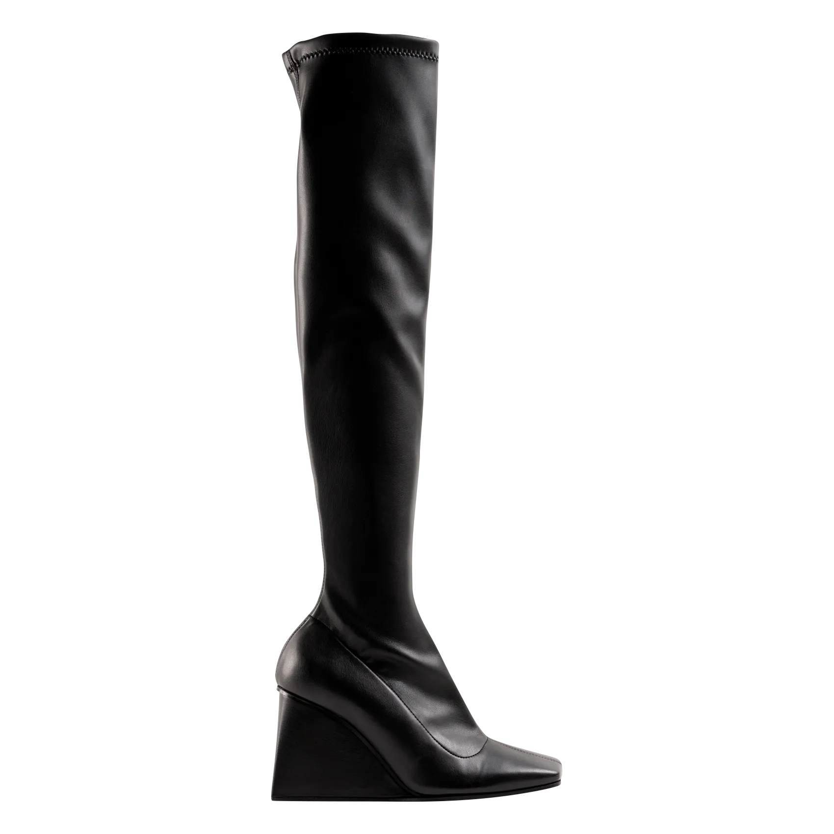 JIN  BOTAS ALTAS DE EFECTO CUERO EN NEGRO