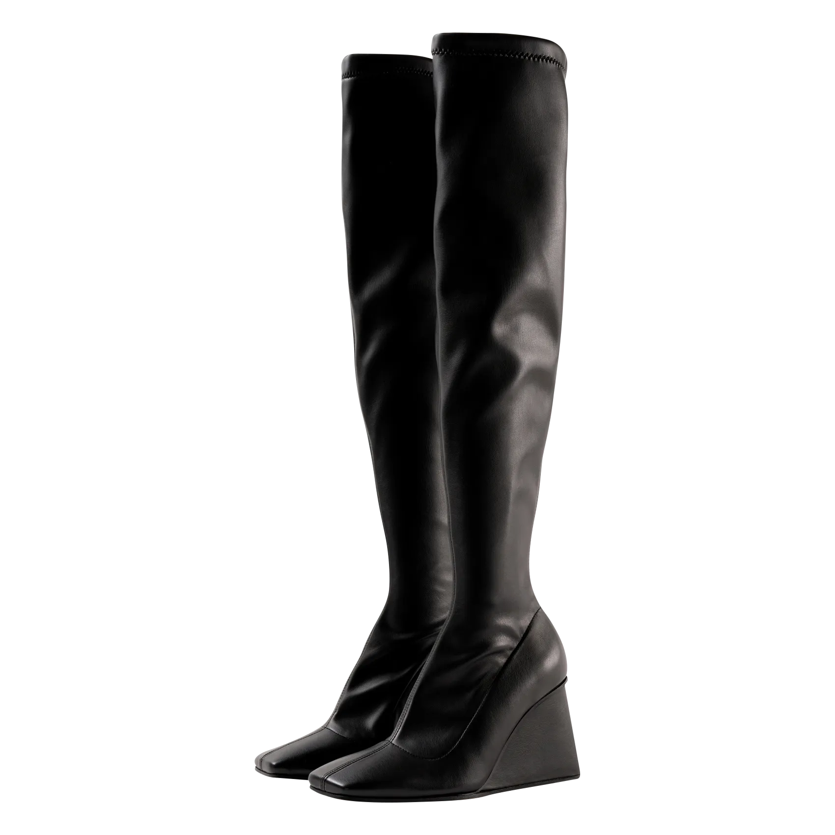 JIN  BOTAS ALTAS DE EFECTO CUERO EN NEGRO