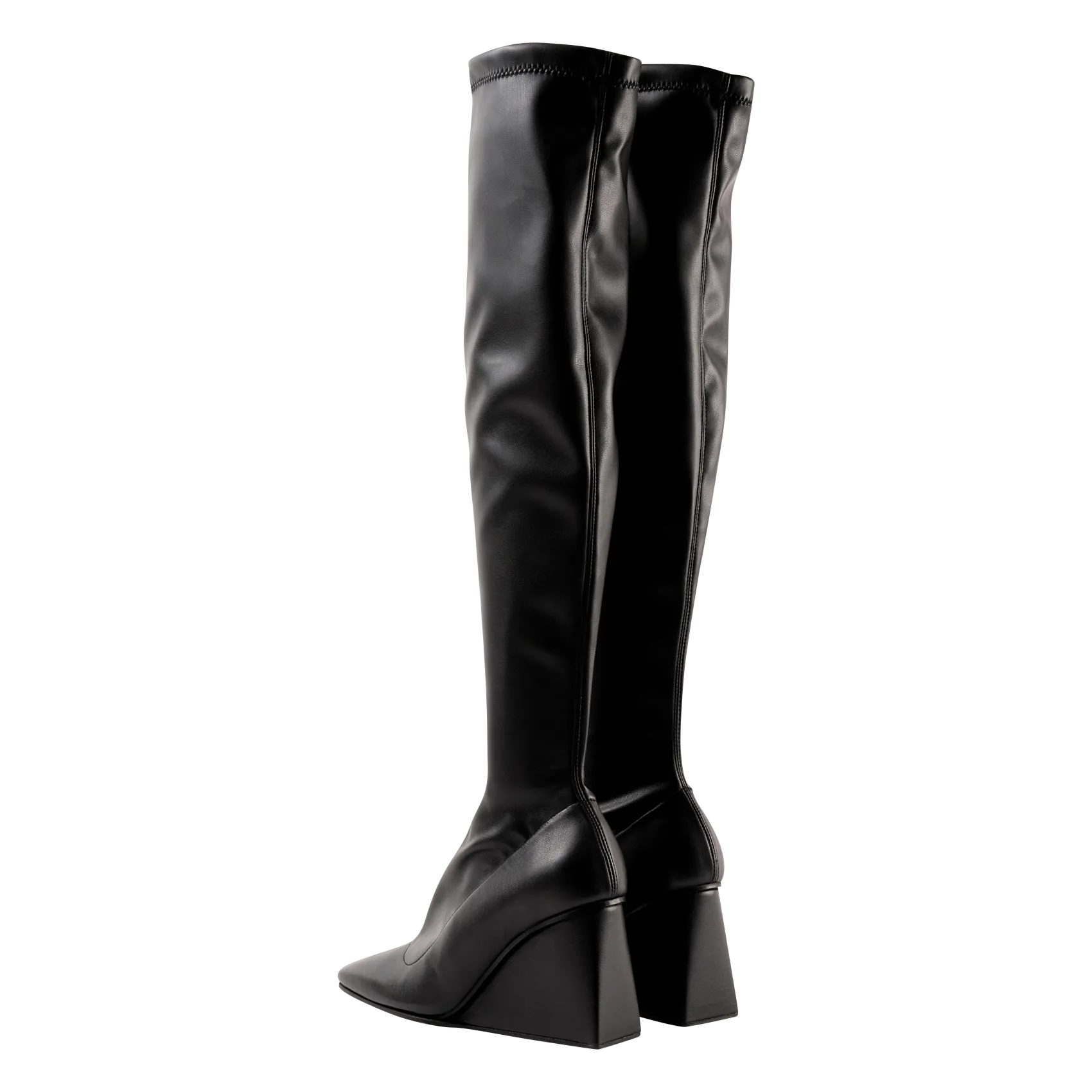 JIN  BOTAS ALTAS DE EFECTO CUERO EN NEGRO