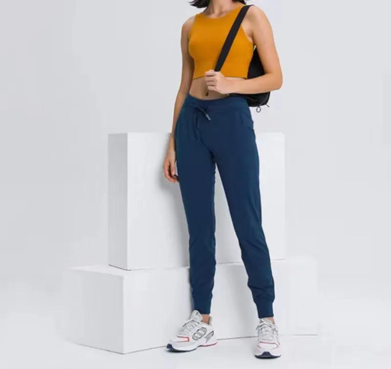 Joggers Classic Drawcord Pantalones de yoga fácil de ajuste con bolsillo de sudor de bolsillo para fitness bailando pantalones d