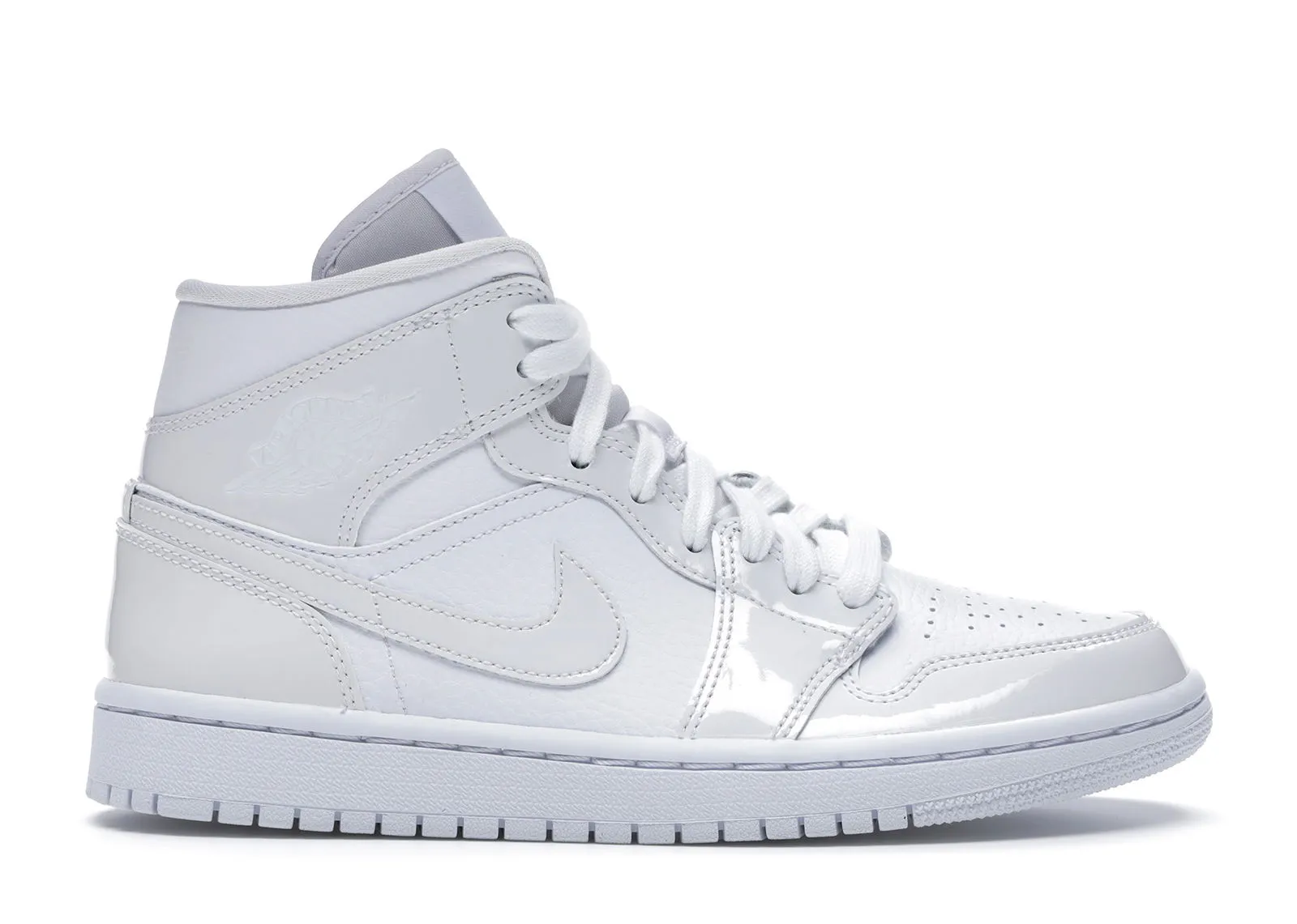 Jordan Jordan 1 Mid "Triple White Patent Swoosh" W
