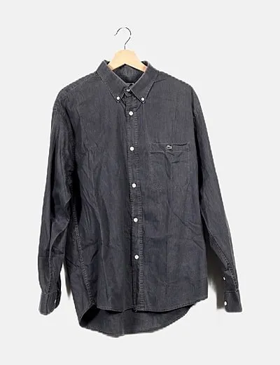 Lacoste Camisa gris manga larga