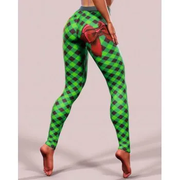 Legging de yoga elástico con estampado navideño