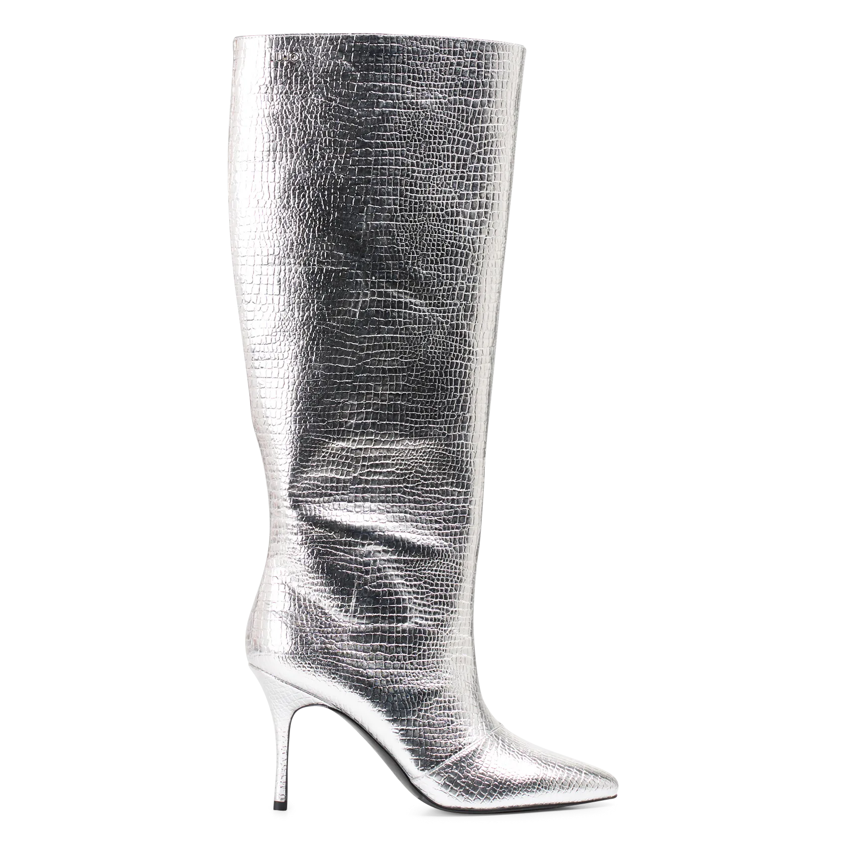 LIU JO WHITE 01  BOTAS ALTAS ESTAMPADO EFECTO COCODRILO EN PLATA