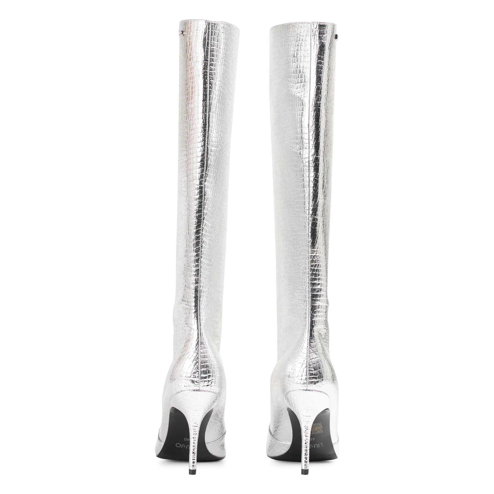 LIU JO WHITE 01  BOTAS ALTAS ESTAMPADO EFECTO COCODRILO EN PLATA