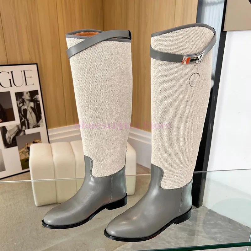 LUJOS PARA MUJER BOTA ALTA HEBILLA DE PIEL DE BECERRO SLIPON BOTAS ALTAS LISAS SEñORAS CERRADURA DE METAL DISEñADORES CABALLERO