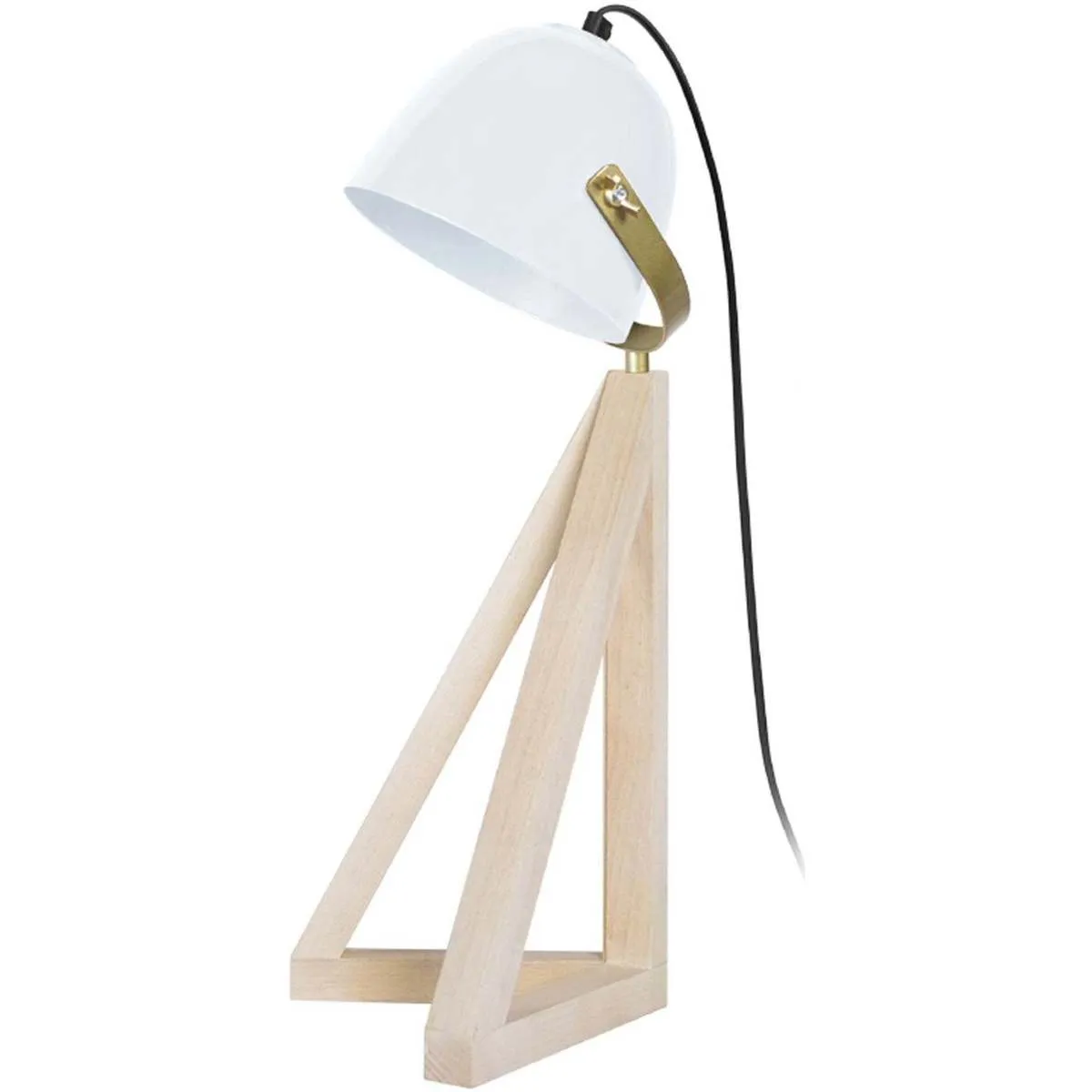 Lámpara de escritorio redondo madera natural y blanco