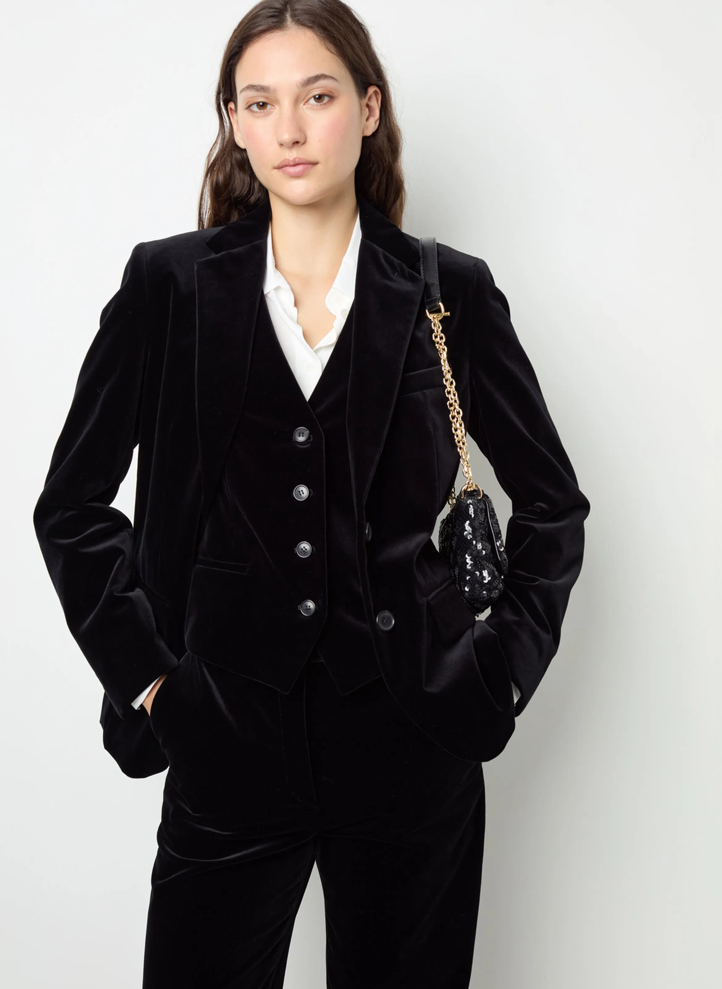 MAEVA  CHAQUETA DE TERCIOPELO DE MEZCLA DE ALGODóN EN NEGRO