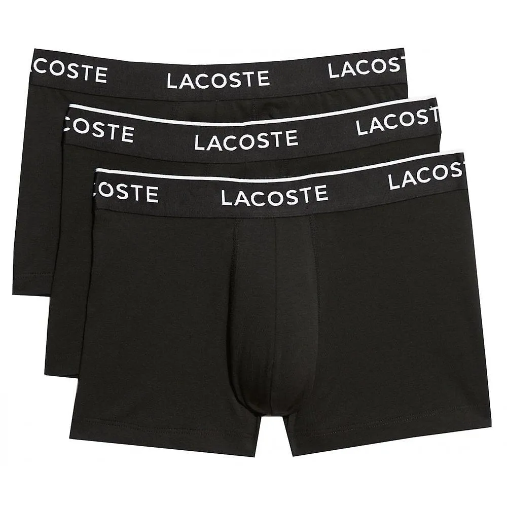 Men's Lacoste Menswear Lacoste Men's 3 Pack Black Boxers With Branded Waistband