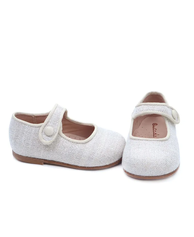Merceditas Bebe Niña ELI Lino Metal Taupe